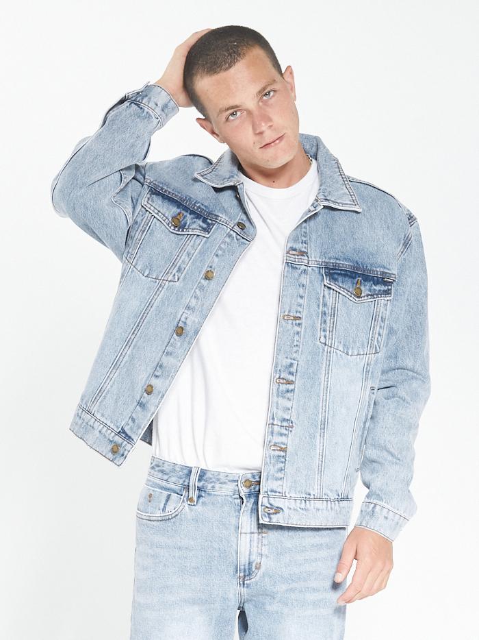 Oversized Wanderer Denim Jacket - Aged Blue