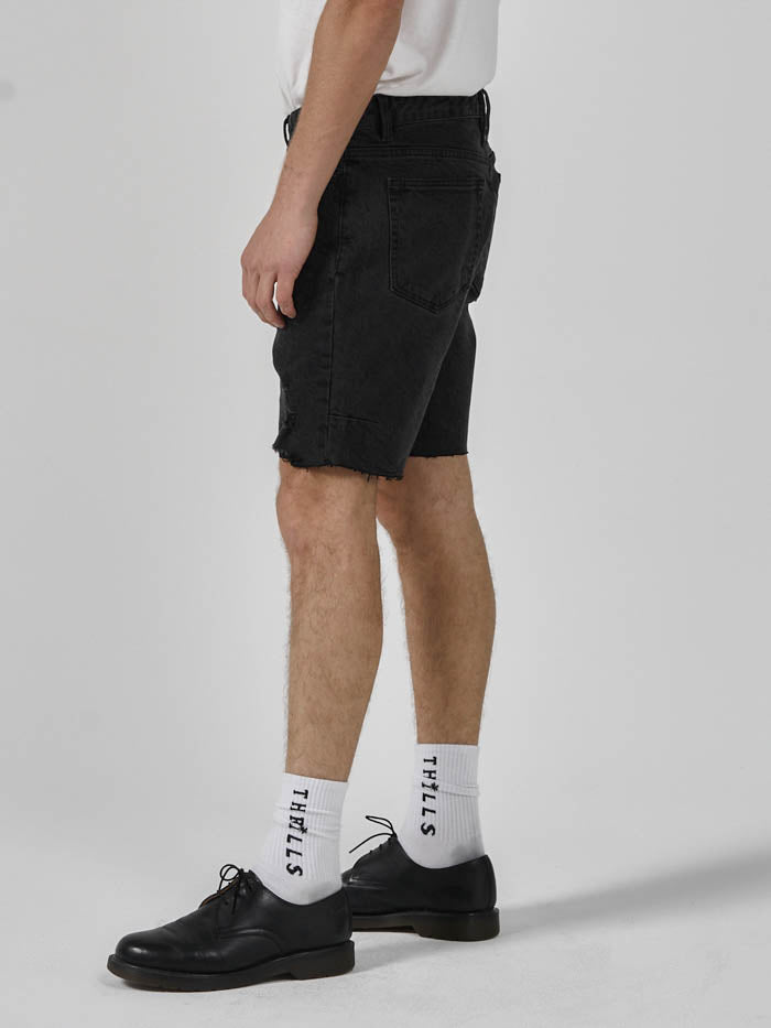 Destroyed Bones Denim Short - Aged Black