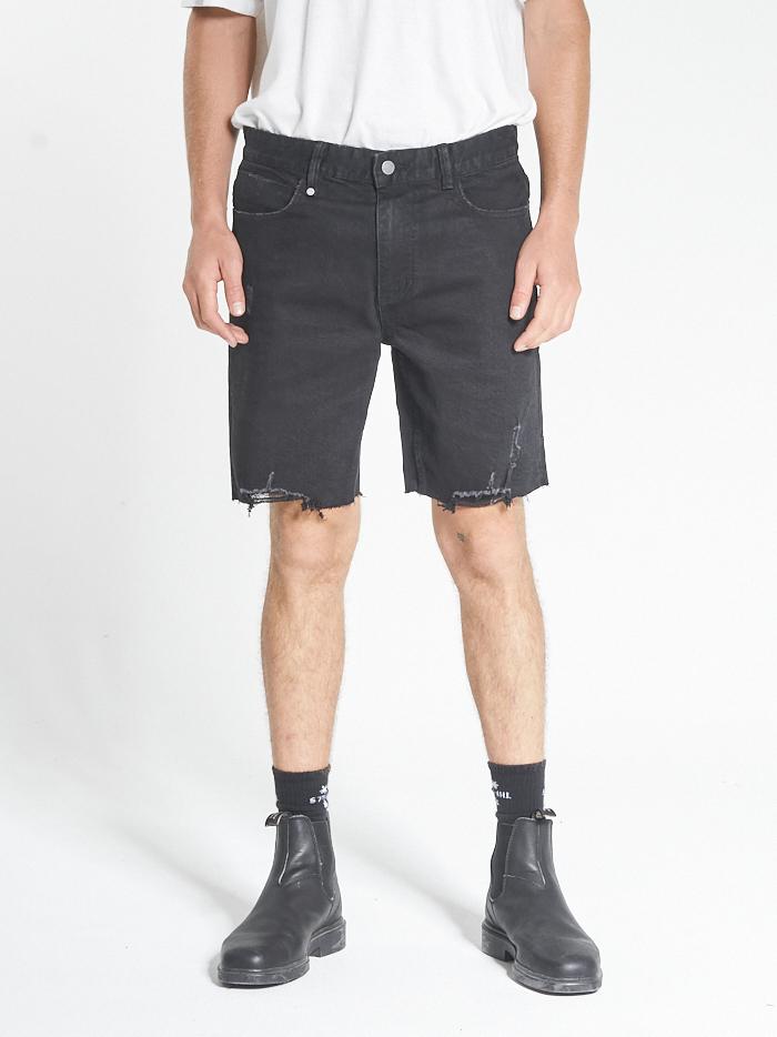 Destroyed Bones Denim Short - Black Rinse