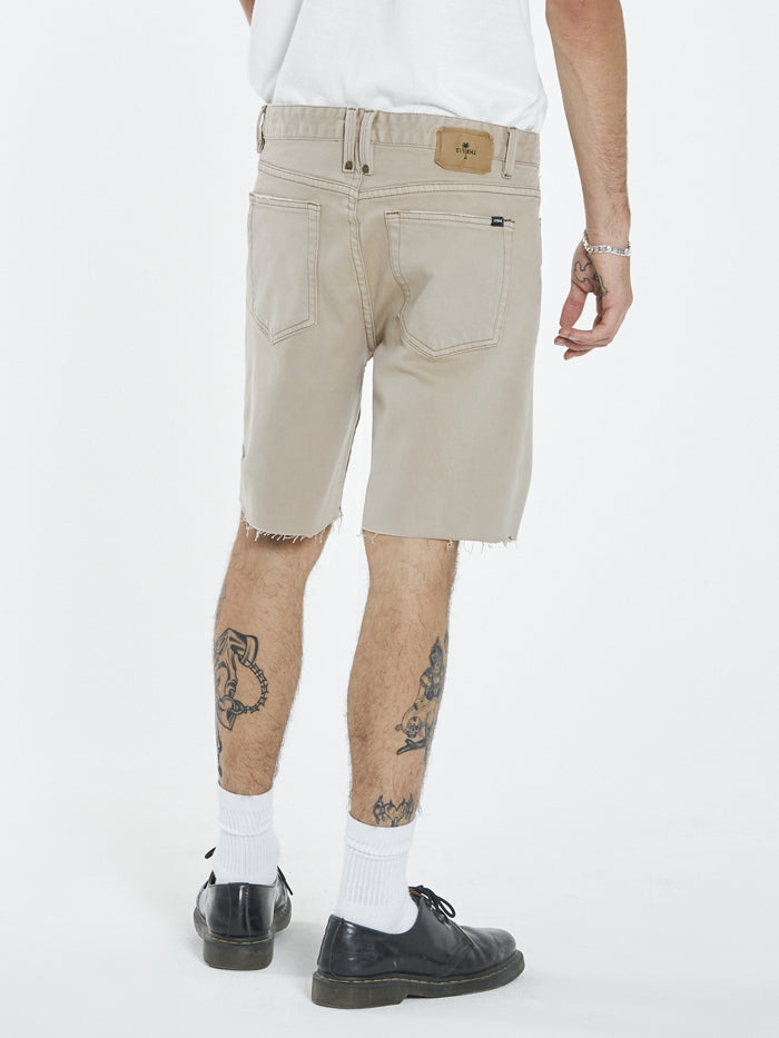 Destroyed Bones Denim Short - Aged Tan