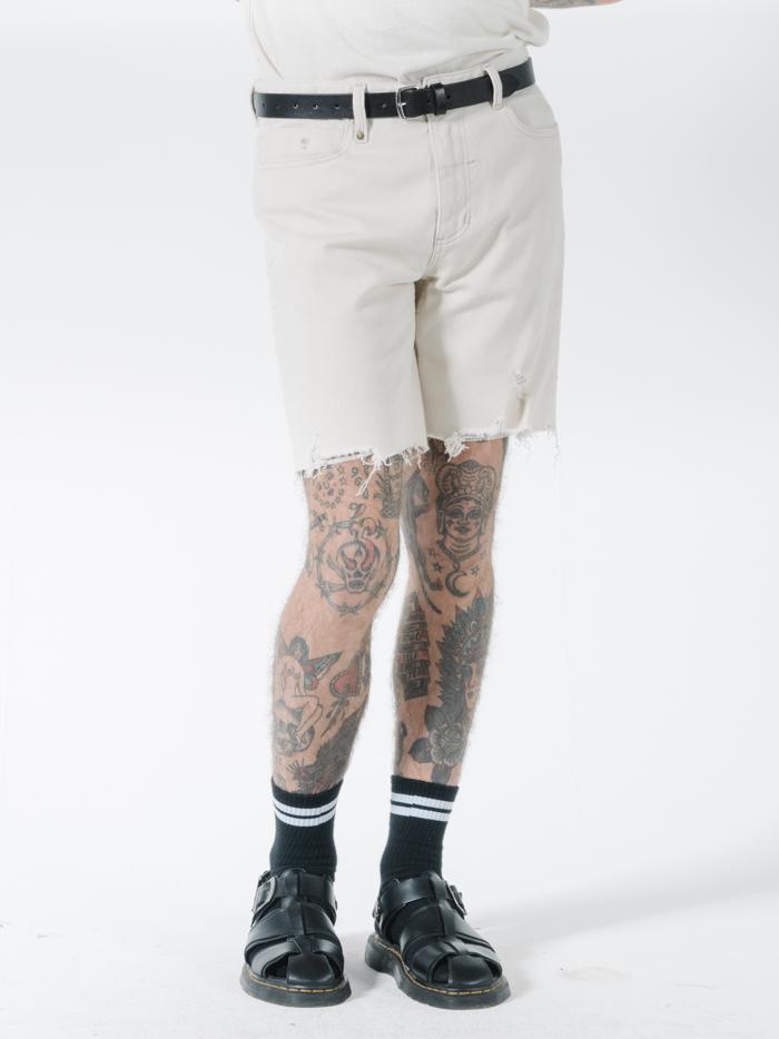 Destroyed Bones Denim Short - Unbleached