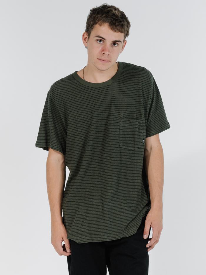 Nowhere Stripe Merch Fit Pocket Tee - Ivy Green