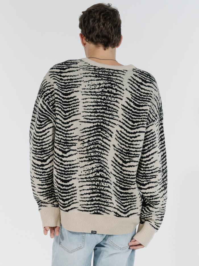Zebra Lounge Crew Knit - Thrift White