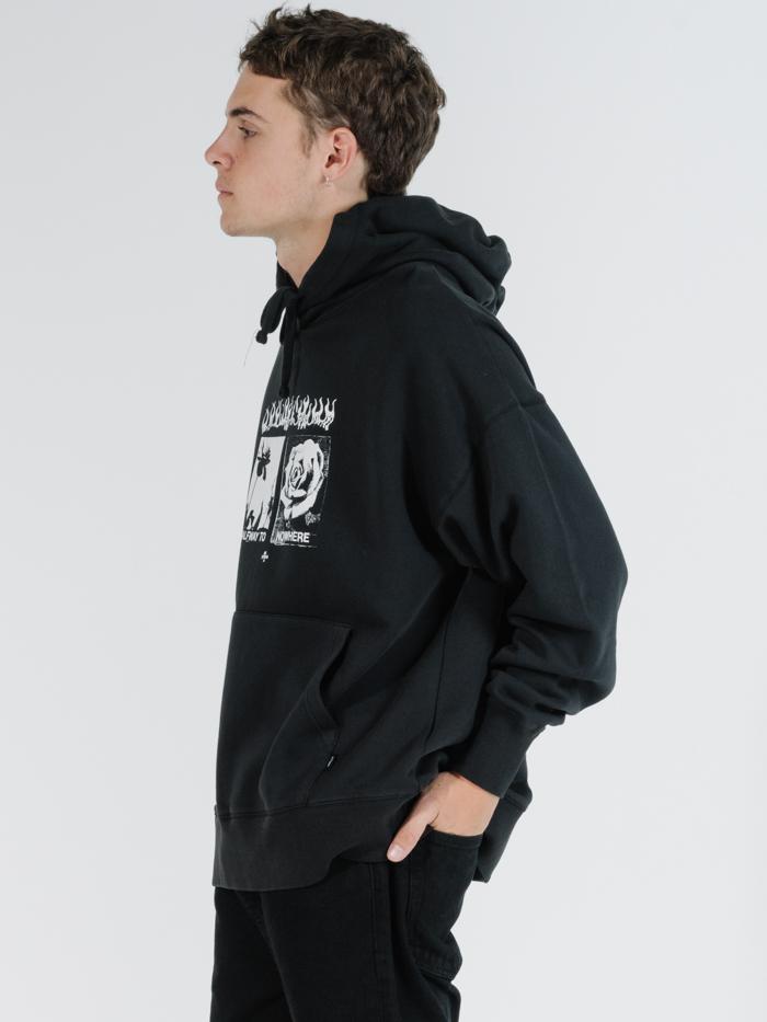 Flaming Moe Slouch Pull On Hood - Black