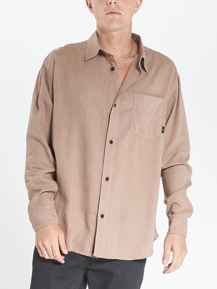 Minimal Thrills Oversized Long Sleeve Shirt - Yak