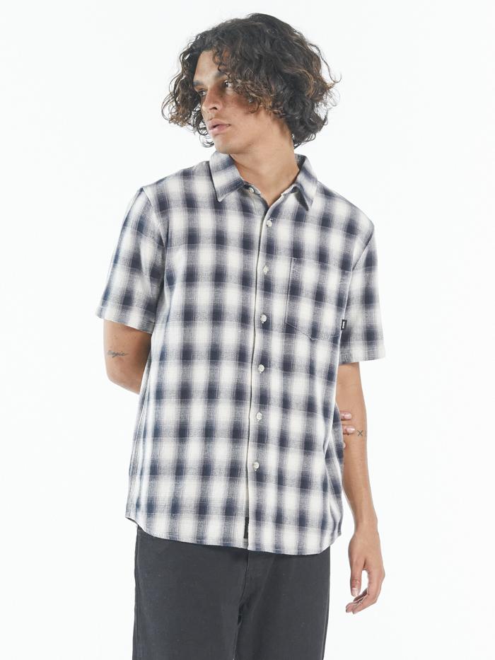 Angel Check Short Sleeve Shirt - Ink Navy