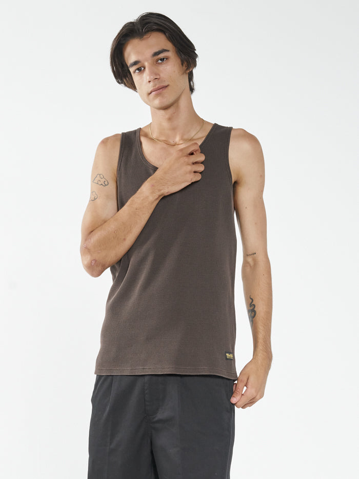 Thrills Union Waffle Singlet - Postal Brown