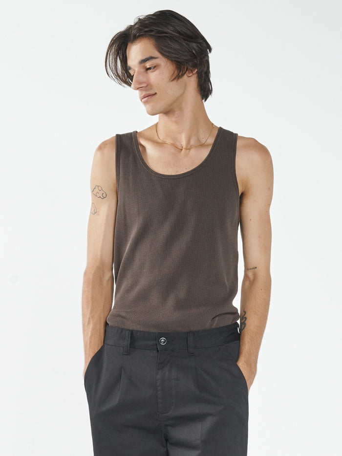 Thrills Union Waffle Singlet - Postal Brown
