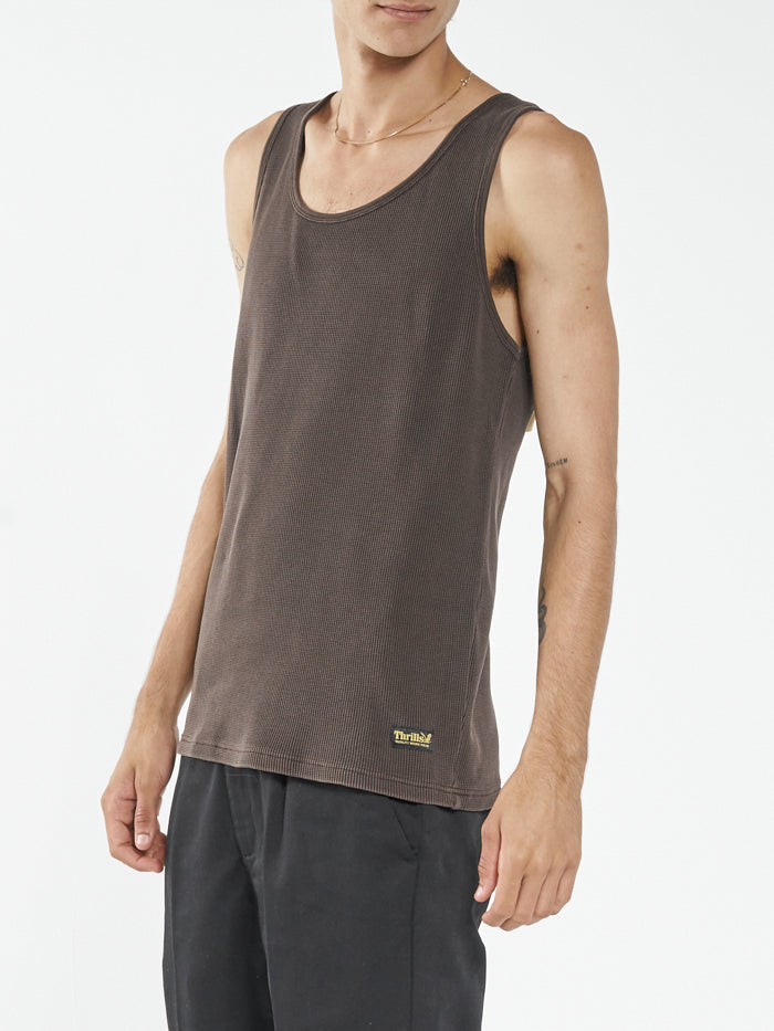 Thrills Union Waffle Singlet - Postal Brown