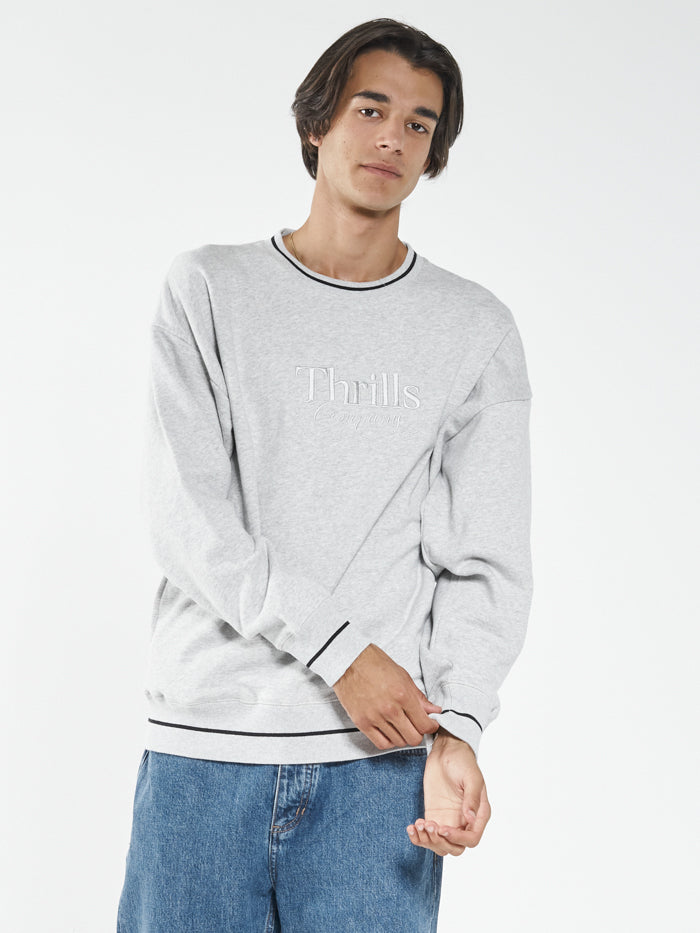 Bad Members Embro Slouch Crew Neck Fleece - Snow Marle