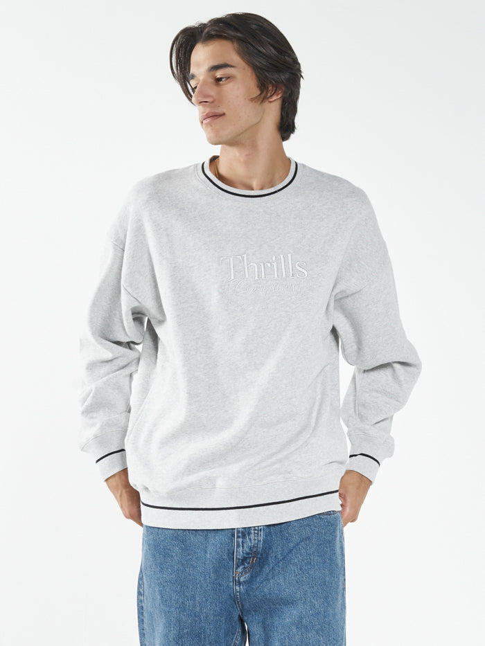 Bad Members Embro Slouch Crew Neck Fleece - Snow Marle