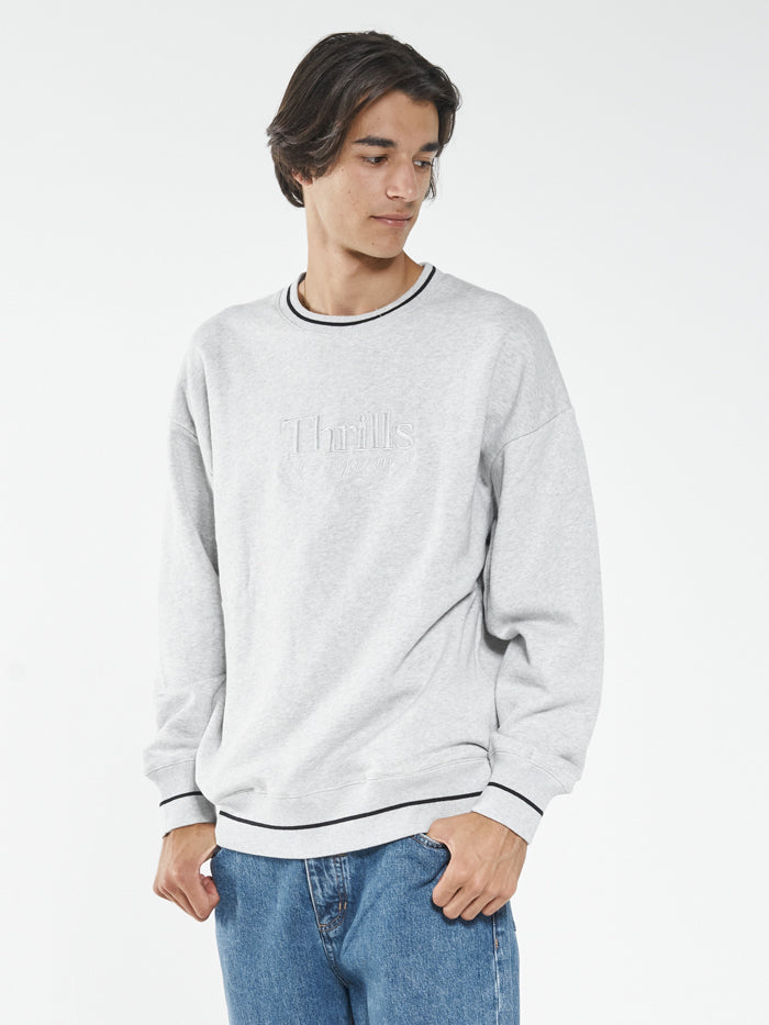 Bad Members Embro Slouch Crew Neck Fleece - Snow Marle