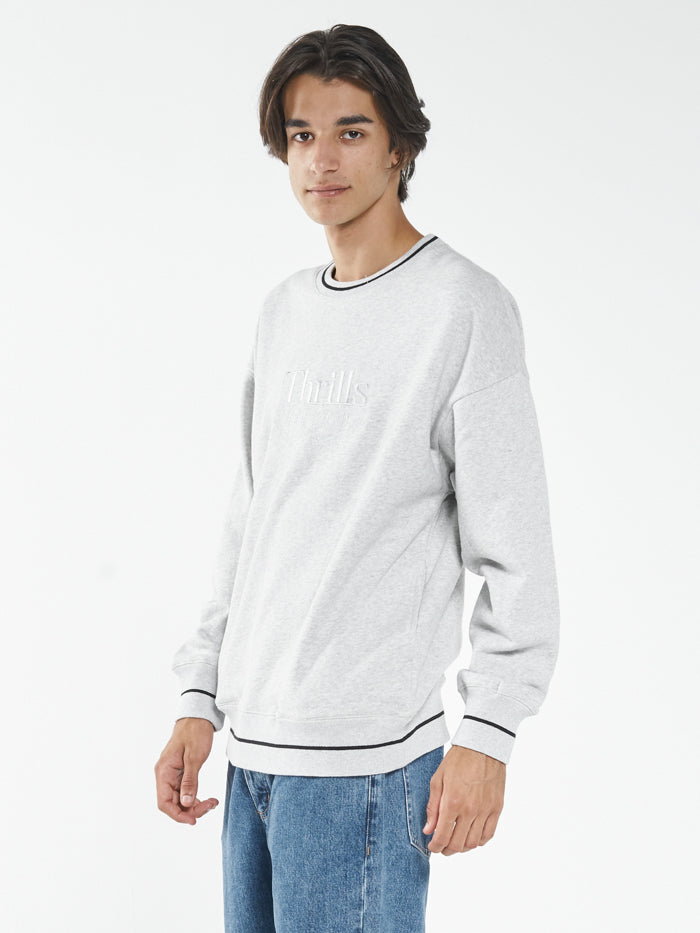 Bad Members Embro Slouch Crew Neck Fleece - Snow Marle