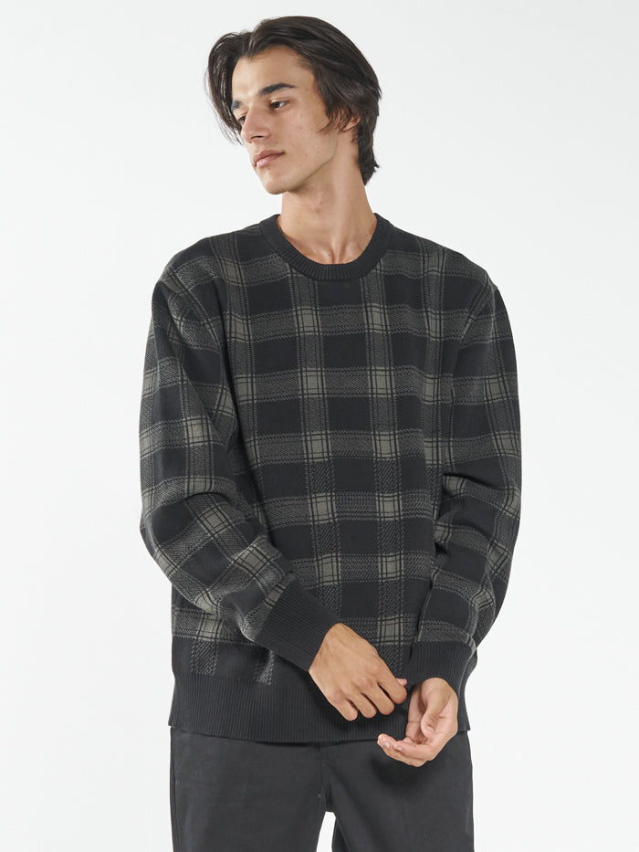 Now Then Crew Knit - Oil Green