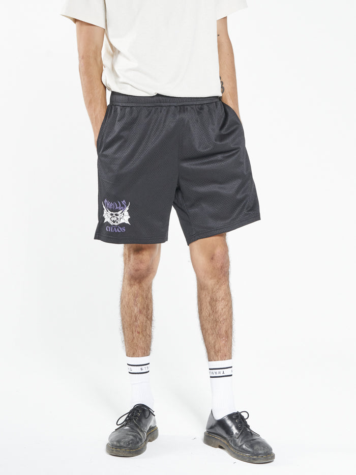 Chaos Skull Mesh Short - Black