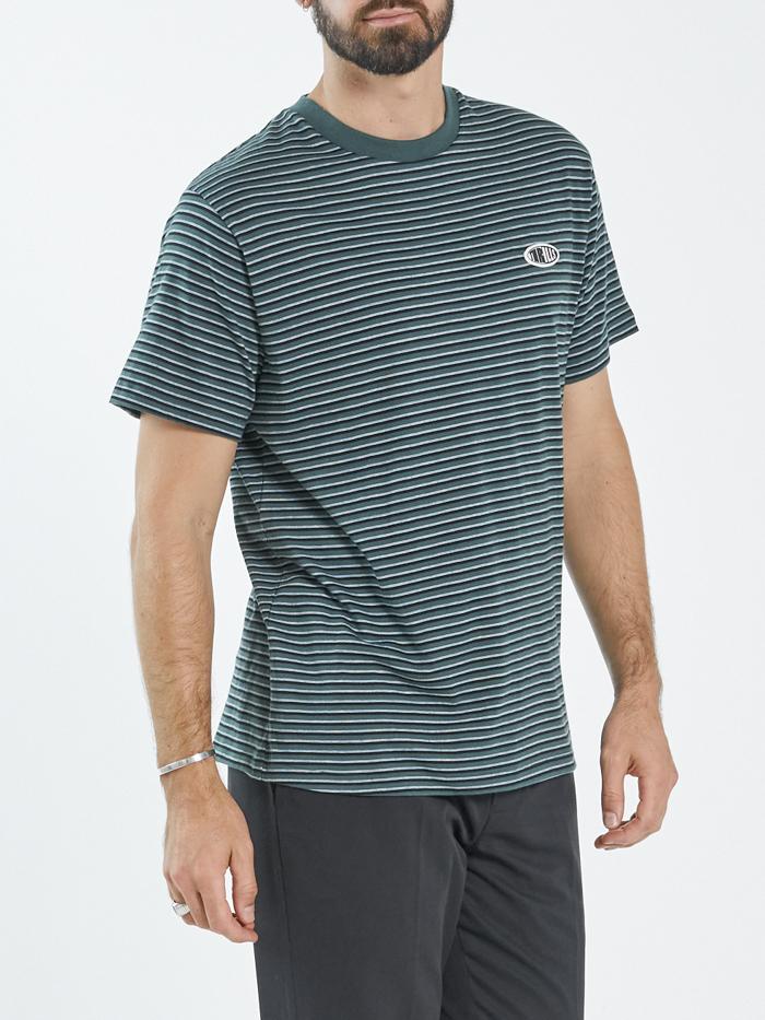 Two Tone Stripe Merch Fit Tee - Vintage Teal
