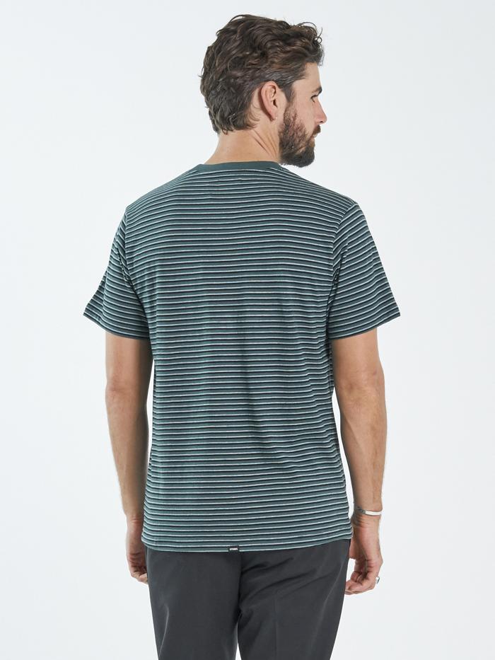 Two Tone Stripe Merch Fit Tee - Vintage Teal