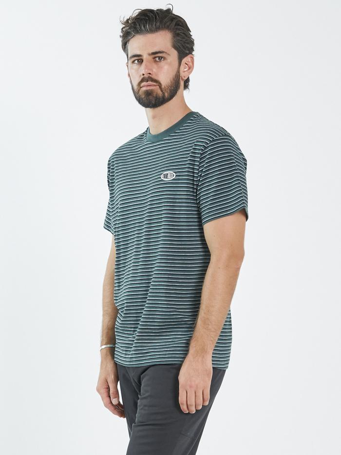 Two Tone Stripe Merch Fit Tee - Vintage Teal