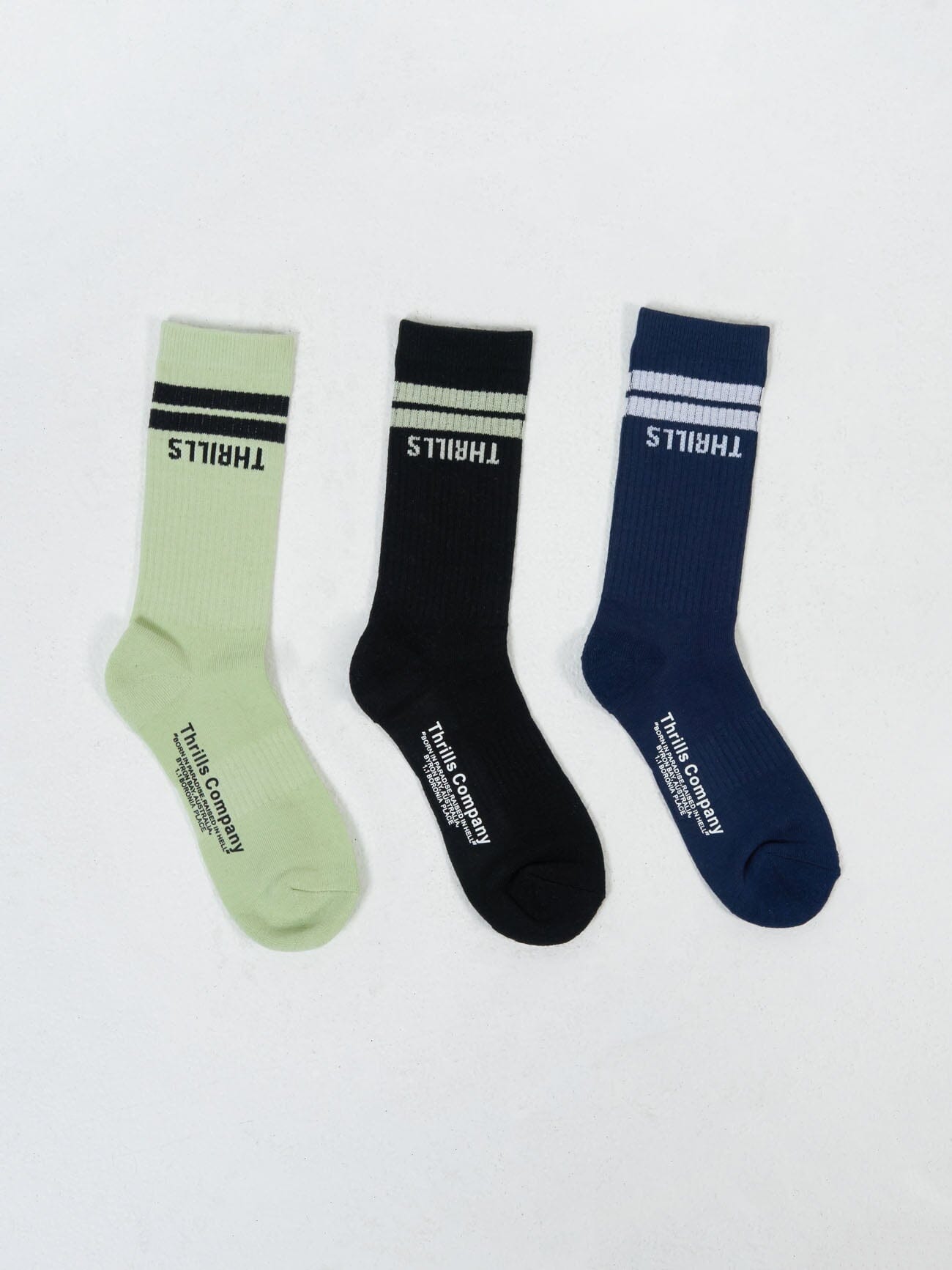 Minimal Thrills 3 Pack Socks - Pistachio-Merch Black-Navy