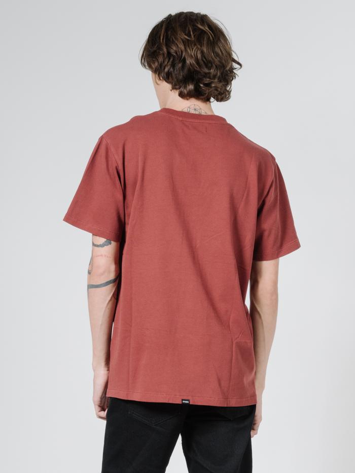 Tonal Palmed Thrills Merch Fit Tee - Burnt Red