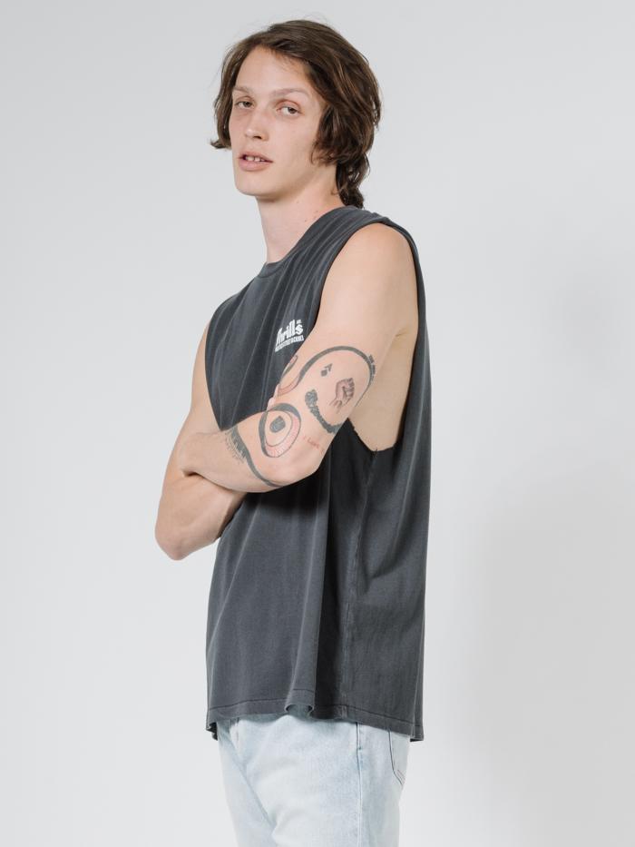 Wellness Merch Fit Muscle Tee - Vintage Black