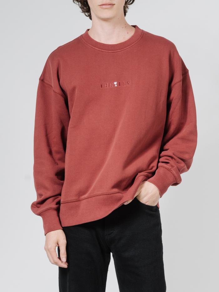 Tonal Palmed Thrills Crew - Burnt Red