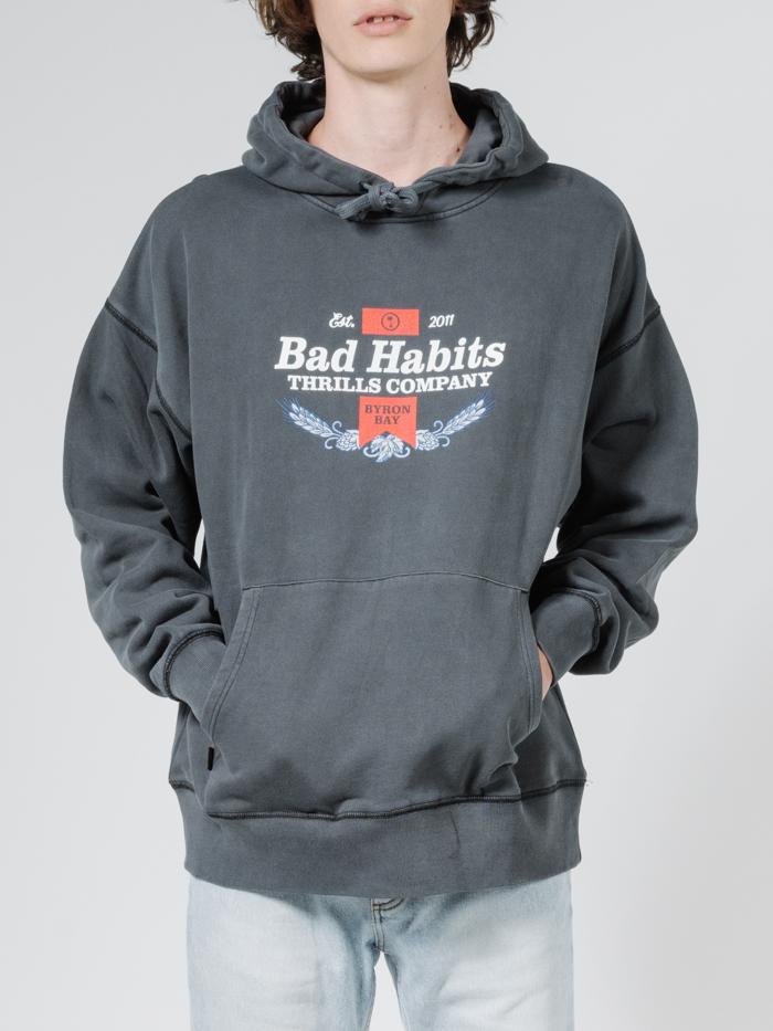 Bad Habits Slouch Pull On Hood - Merch Black
