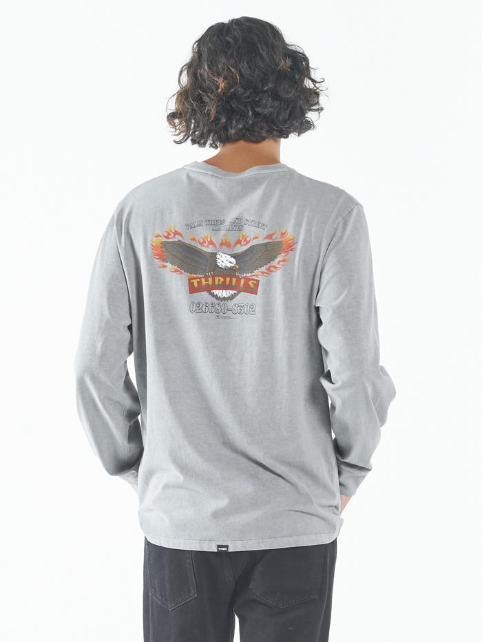 Wings Of Fire Merch Fit Long Sleeve Tee - Washed Grey