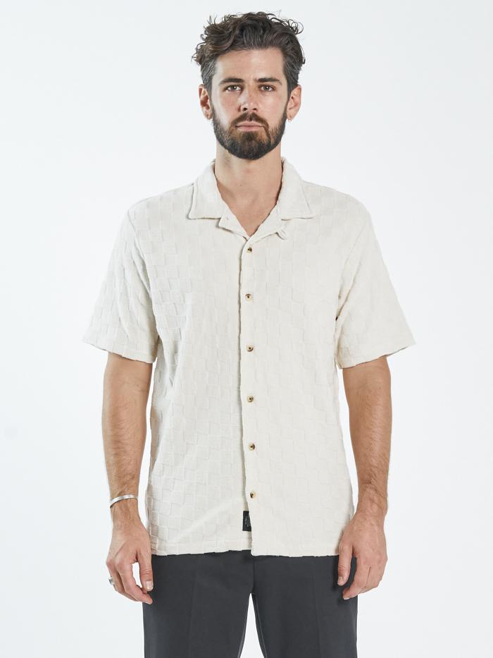 Aalto Tonal Check Bowling Shirt - Unbleached