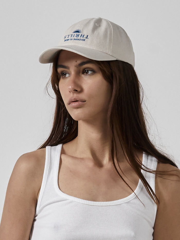 Wake Up In Paradise 6 Panel Cap - Unbleached