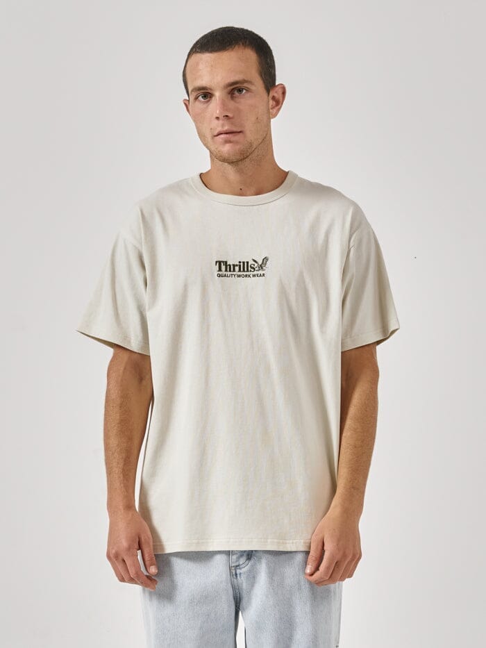 Thrills Workwear Embro Box Fit Tee - Heritage White