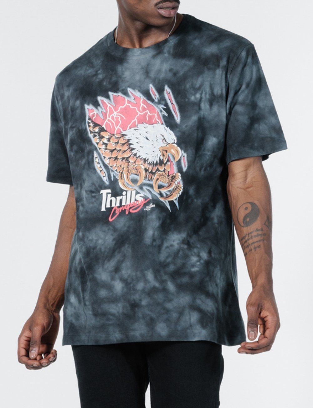 Torn Merch Fit Tee - Oil Spill Black Tie Dye