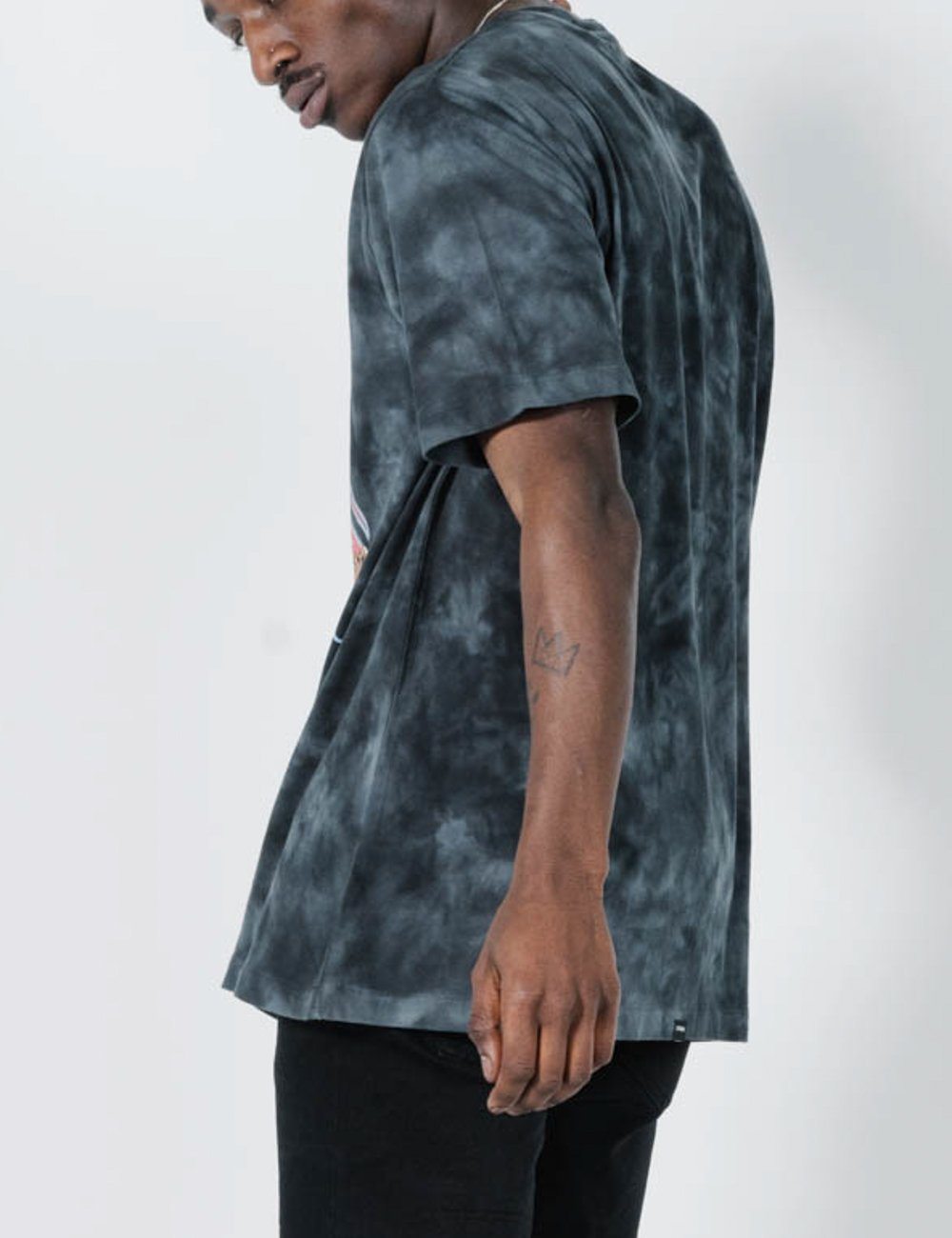 Torn Merch Fit Tee - Oil Spill Black Tie Dye