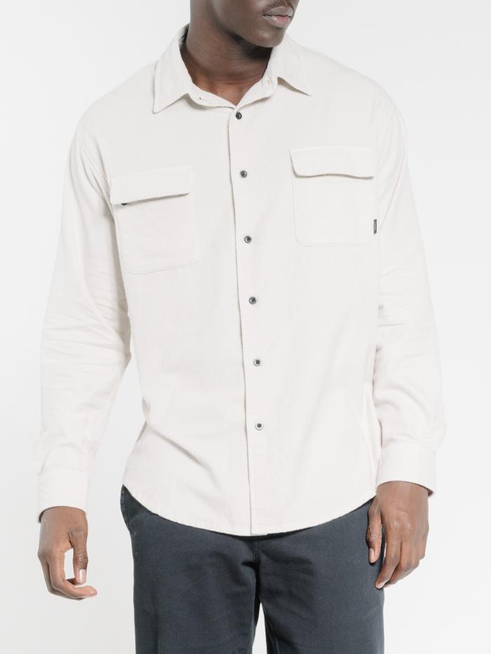 Minimal Thrills Oversized Long Sleeve Shirt - Cement