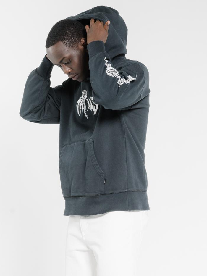 Hard Fast Loud Slouch Pull On Hood - Washed Black