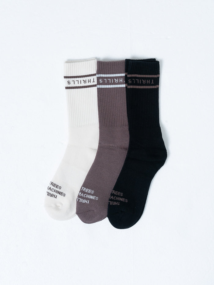 Minimal Thrills 3 Pack Sock - Heritage White - Plum - Washed Black