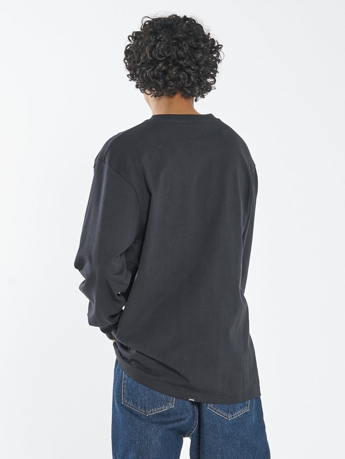Thrills Union Oversize Fit Long Sleeve Pocket Tee - Black