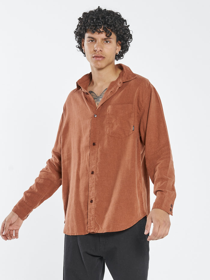 Hemp Minimal Thrills Oversize Long Sleeve Shirt - Coffee