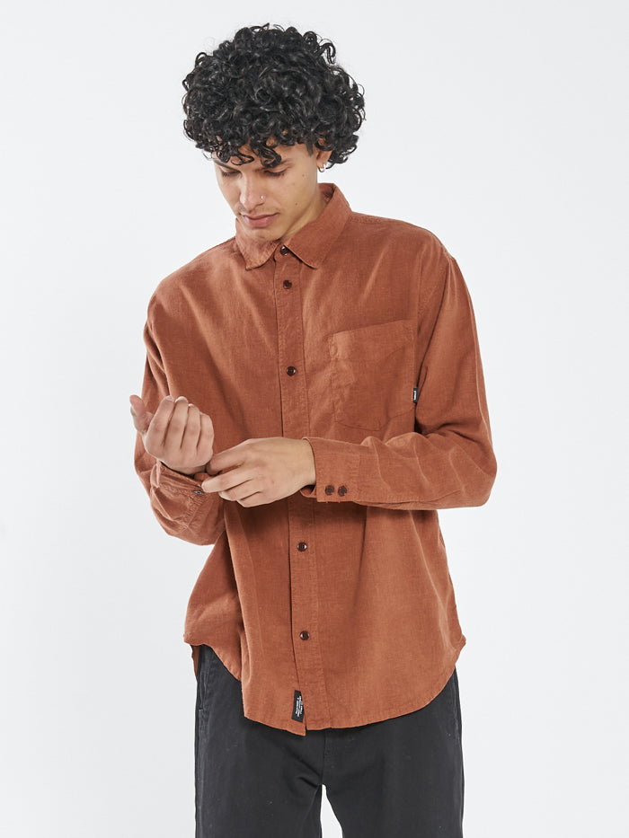 Hemp Minimal Thrills Oversize Long Sleeve Shirt - Coffee