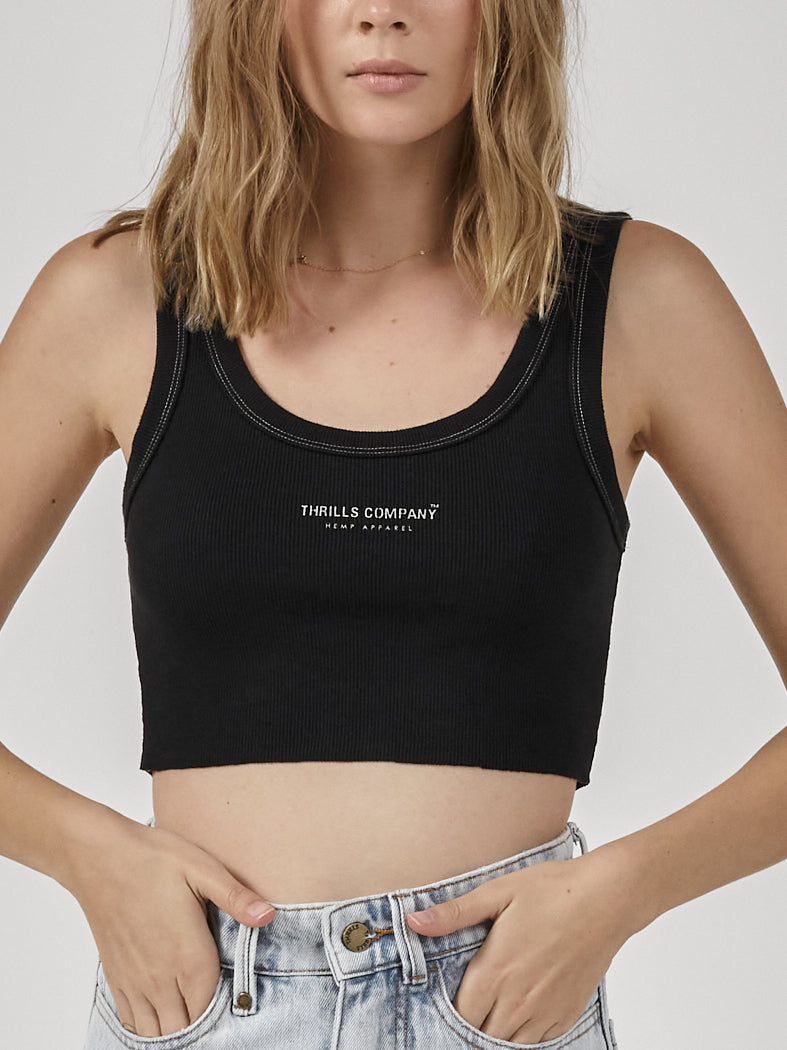Hemp Thrills Company Retro Crop Tank - Black