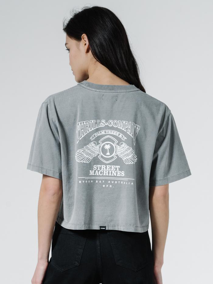 Blackmoon Merch Fit Crop Tee - Washed Grey