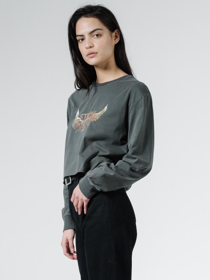 Sacred Merch Crop LS Tee - Merch Black