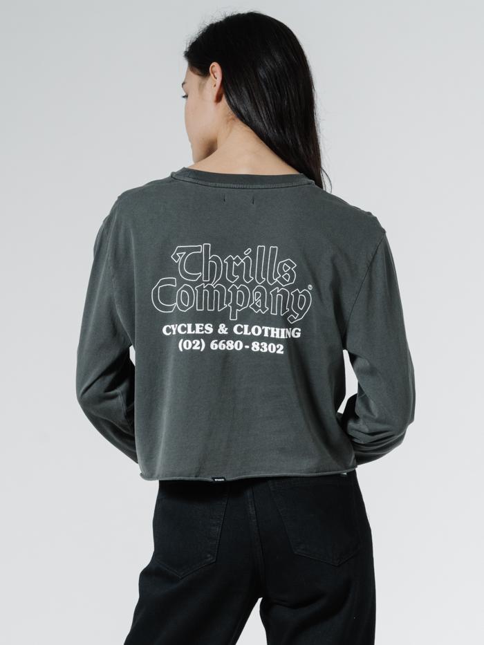 Sacred Merch Crop LS Tee - Merch Black