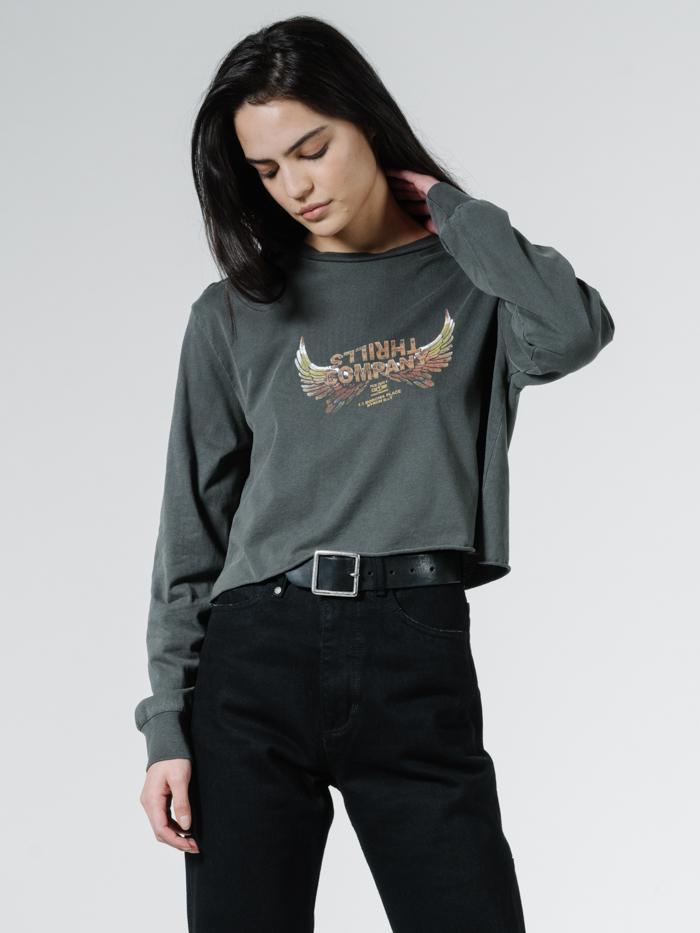 Sacred Merch Crop LS Tee - Merch Black