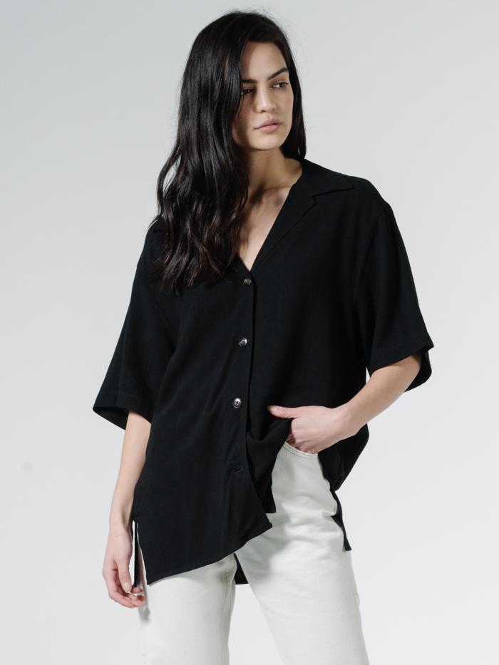 Rose Slouch Shirt - Black