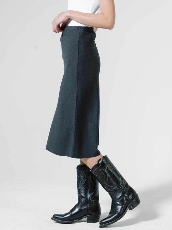 Windowpane Bias Skirt - Washed Black