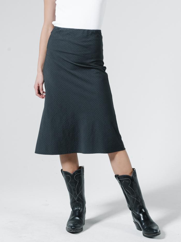 Windowpane Bias Skirt - Washed Black