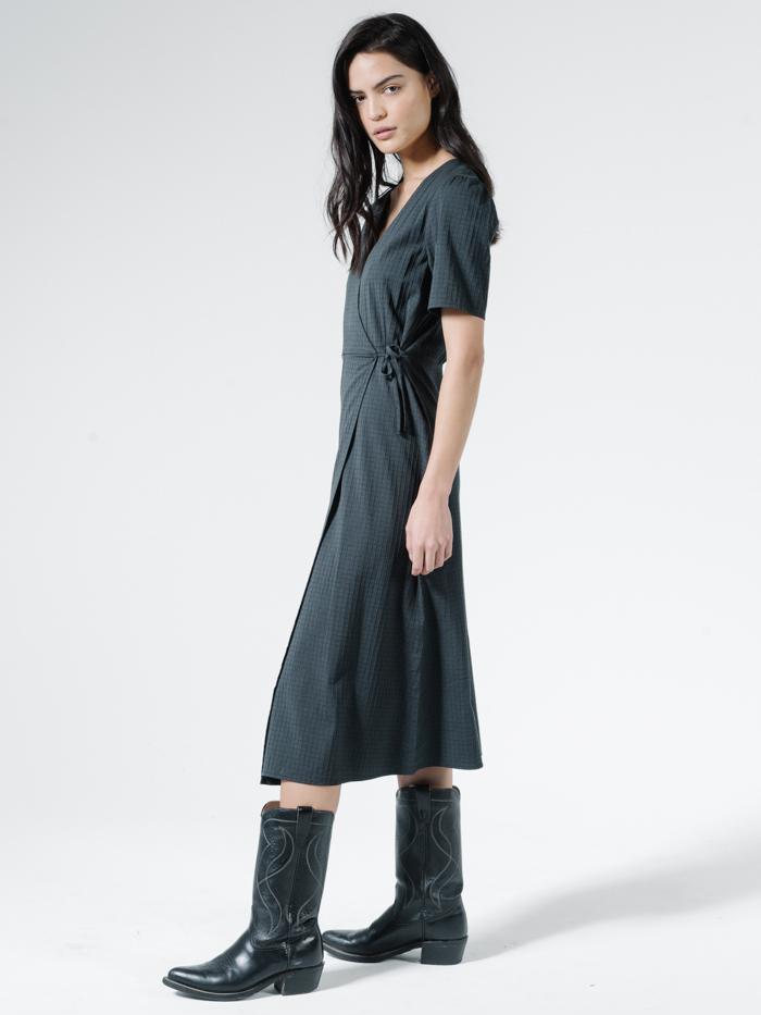 Windowpane Diana Dress - Washed Black