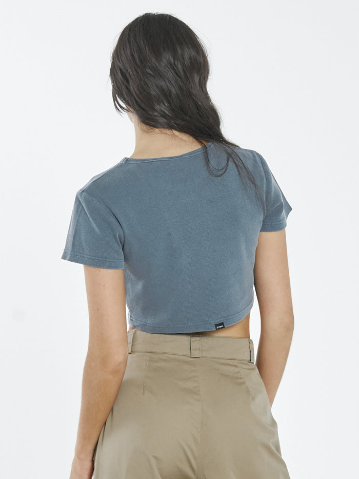 Eagle Badge Baby Crop Tee - Airforce Blue