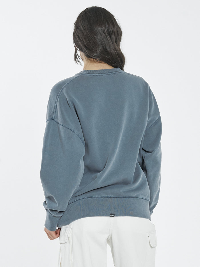 Bad Habits Die Hard Slouch Crew - Airforce Blue